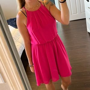 Pink Midi Dress w/ Elastic Waist